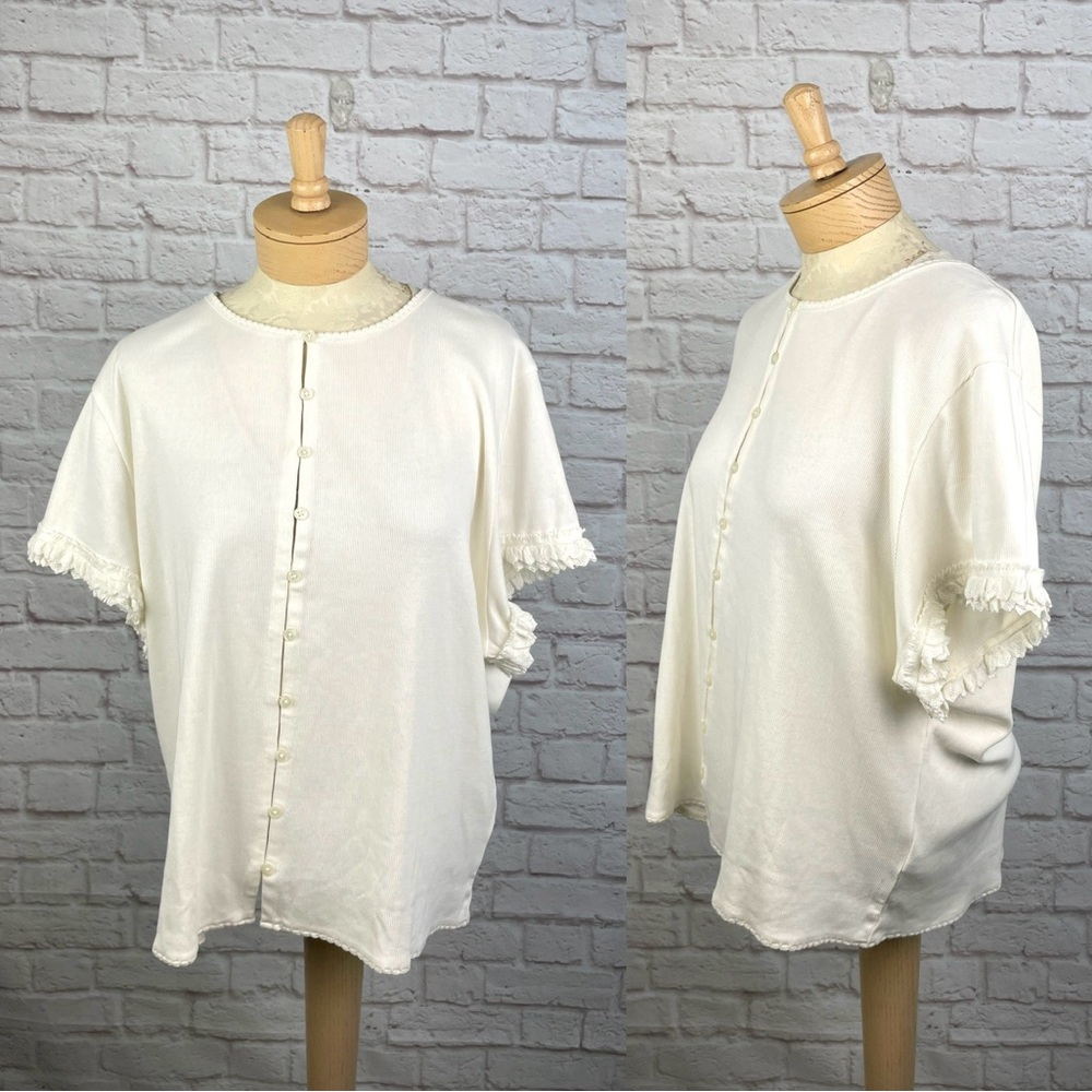 J.‎ Crew Rib Crochet Trim Cream Button Cardigan Size 3X New!